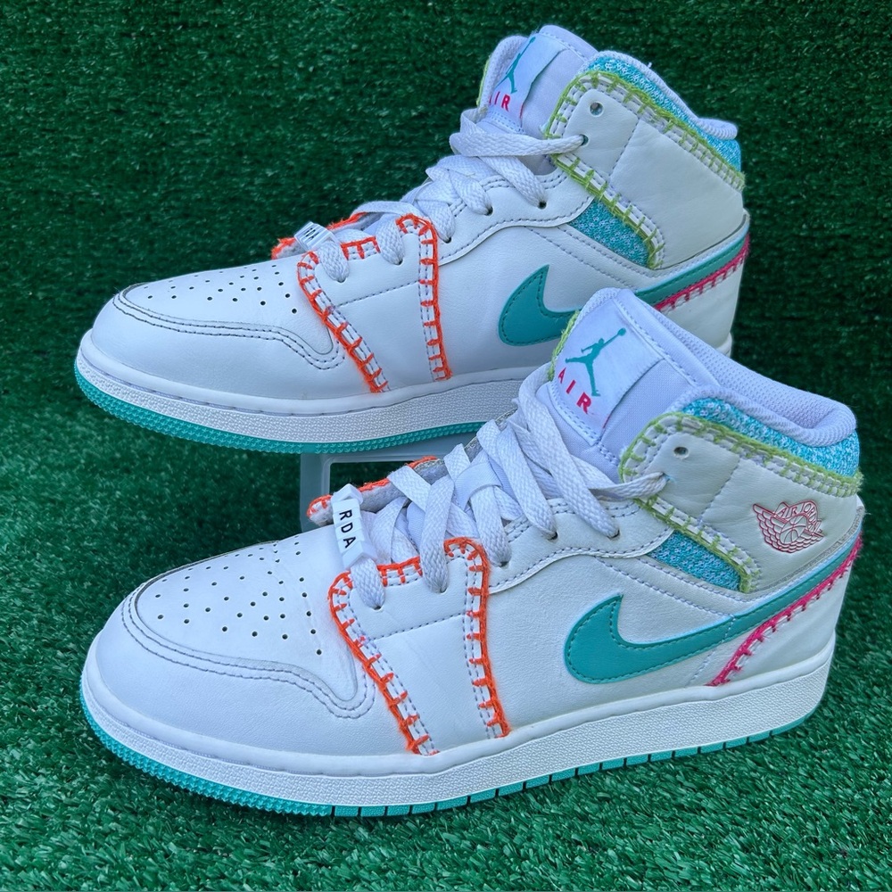Jordan 1 Mid Multi Knit GS Youth 6Y Women 7.5 DM6218 100 Sneakers Shoes Nike Air